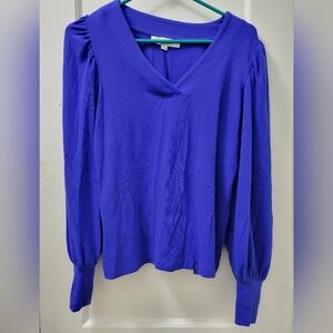 Loft V-neck Puff Sleeve Sweater Top - Small